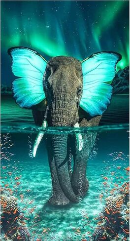 JATOK 5D Diamond Painting Kits for Adults (27.56 x 15.7 inch) DIY Large Elephant Full Round Drill Cross Stitch Embroidery Pictures Arts Paint by Number Kits Diamond Painting Kits for Home Wall Decor in Saudi Arabia