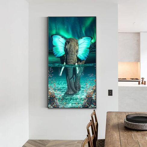 JATOK 5D Diamond Painting Kits for Adults (27.56 x 15.7 inch) DIY Large Elephant Full Round Drill Cross Stitch Embroidery Pictures Arts Paint by Number Kits Diamond Painting Kits for Home Wall Decor in Saudi Arabia