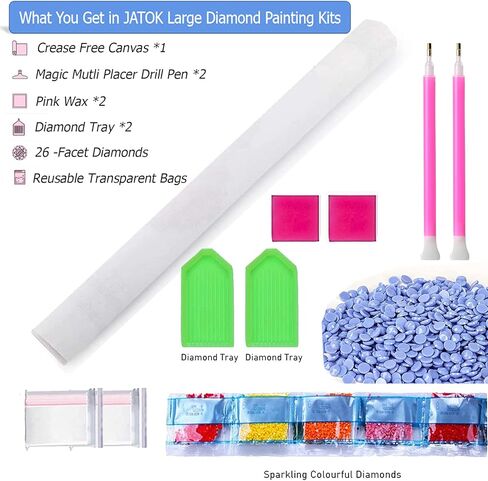 JATOK 5D Diamond Painting Kits for Adults (27.56 x 15.7 inch) DIY Large Elephant Full Round Drill Cross Stitch Embroidery Pictures Arts Paint by Number Kits Diamond Painting Kits for Home Wall Decor in Saudi Arabia