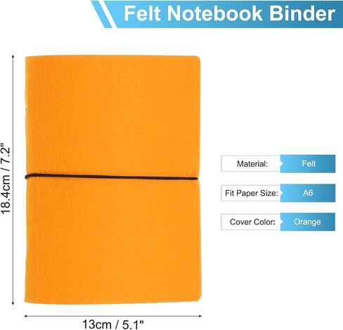 PATIKIL A6 Notebook Binder, 6 Ring Felt Loose Leaf Binder Cover Refillable Round Ring Binder with Elastic Cord for Filler Paper Budget Binder Journal Diary Accessories, Light Gray in Saudi Arabia