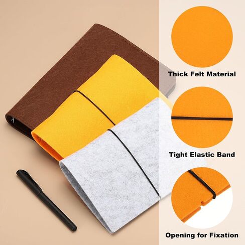 PATIKIL A6 Notebook Binder, 6 Ring Felt Loose Leaf Binder Cover Refillable Round Ring Binder with Elastic Cord for Filler Paper Budget Binder Journal Diary Accessories, Light Gray in Saudi Arabia