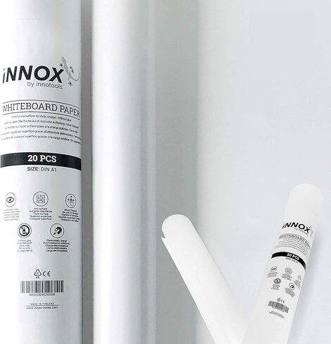 Dry Erase White Board Sheets 2x3 feet | Sticks to Any Surface Without Glue | Reusable White Dry Erase | Great for Classroom and Home Office | 20 Whiteboard Sheets (White, 2x3 feet) in Saudi Arabia