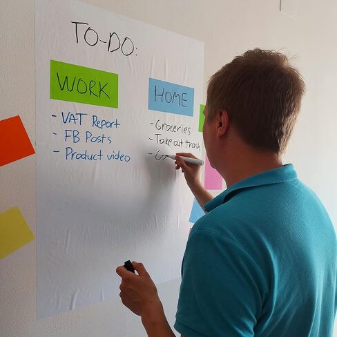 Dry Erase White Board Sheets 2x3 feet | Sticks to Any Surface Without Glue | Reusable White Dry Erase | Great for Classroom and Home Office | 20 Whiteboard Sheets (White, 2x3 feet) in Saudi Arabia