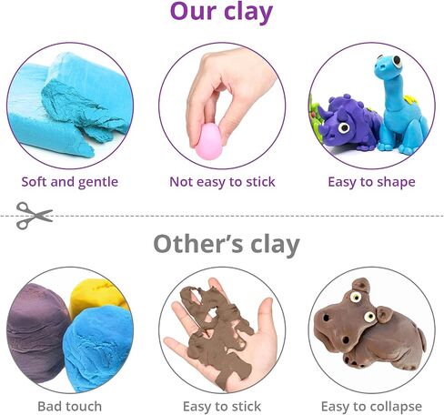 Air Dry Clay 24 Colors, Modeling Clay for Kids, DIY Molding Magic Clay, Toy Gifts for Age 3+ Years Old Boys Girls Kids in Saudi Arabia