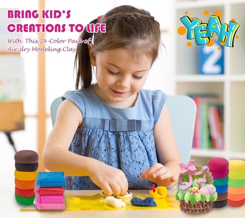 Air Dry Clay 24 Colors, Modeling Clay for Kids, DIY Molding Magic Clay, Toy Gifts for Age 3+ Years Old Boys Girls Kids in Saudi Arabia