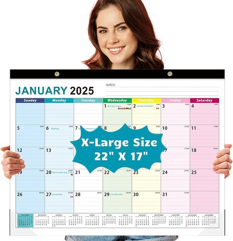 Large Desk Calendar 2025-2026, Totall 18 Month 22" x 17" Table Desktop Pad Calendar for Planning and Organizing in Your Family, School or Office in Saudi Arabia