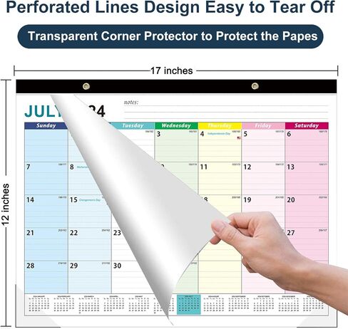 Large Desk Calendar 2025-2026, Totall 18 Month 22" x 17" Table Desktop Pad Calendar for Planning and Organizing in Your Family, School or Office in Saudi Arabia