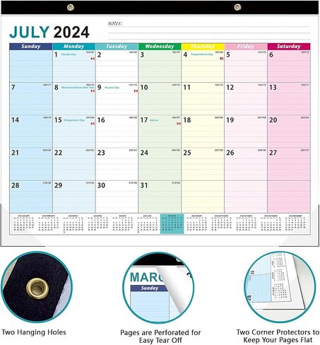 Large Desk Calendar 2025-2026, Totall 18 Month 22" x 17" Table Desktop Pad Calendar for Planning and Organizing in Your Family, School or Office in Saudi Arabia