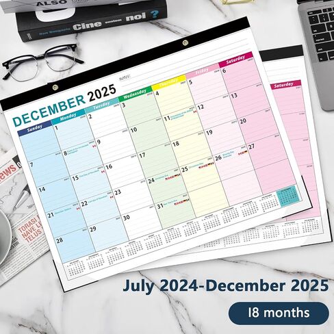 Large Desk Calendar 2025-2026, Totall 18 Month 22" x 17" Table Desktop Pad Calendar for Planning and Organizing in Your Family, School or Office in Saudi Arabia