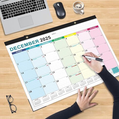Large Desk Calendar 2025-2026, Totall 18 Month 22" x 17" Table Desktop Pad Calendar for Planning and Organizing in Your Family, School or Office in Saudi Arabia
