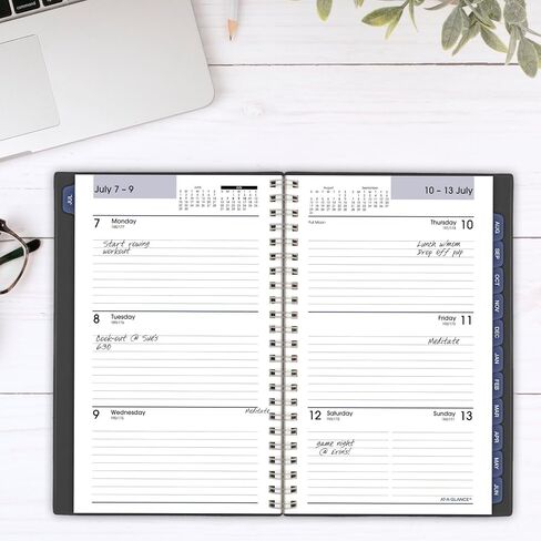 AT-A-GLANCE Planner 2025-2026 Academic, Weekly & Monthly, 5" x 8", Small, Monthly Tabs, Flexible Cover, DayMinder, Charcoal (AYC20045) in Kuwait
