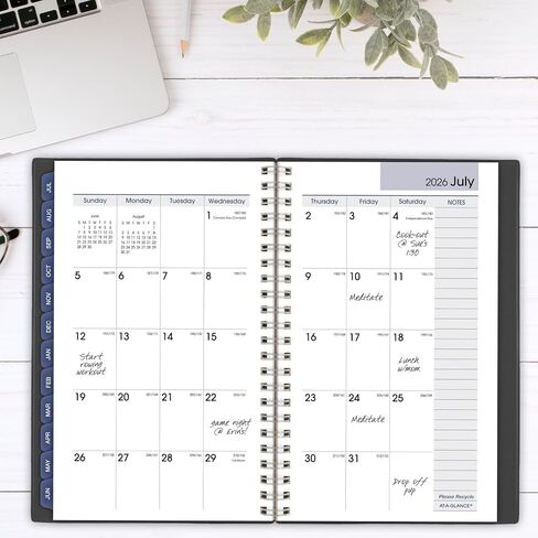 AT-A-GLANCE Planner 2025-2026 Academic, Weekly & Monthly, 5" x 8", Small, Monthly Tabs, Flexible Cover, DayMinder, Charcoal (AYC20045) in Kuwait
