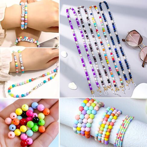 2100pcs 6 مم حلوى اللون من الخرزات الدائرية للخرز لصنع المجوهرات ، 28 لونًا متنوعًا من حبات الفقاعة البلاستيكية مع حبات الباستيل الفاصلة للأساور التي تصنع حرف DIY (6 مم) in Saudi Arabia