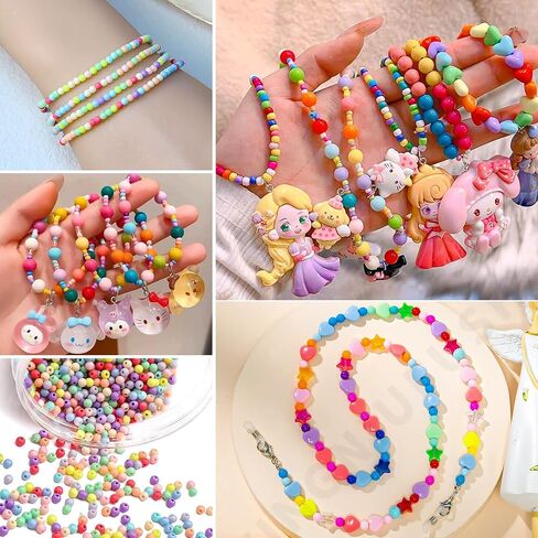 2100pcs 6 مم حلوى اللون من الخرزات الدائرية للخرز لصنع المجوهرات ، 28 لونًا متنوعًا من حبات الفقاعة البلاستيكية مع حبات الباستيل الفاصلة للأساور التي تصنع حرف DIY (6 مم) in Saudi Arabia