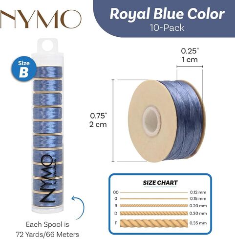 The Beadsmith Nymo Thread – 10-Pack Color Assortment Mix – Size D, .30mm Diameter, 64 Yard/58.5 Meter Spool – Made of Nylon – Bead Embroidery & Weaving, Off Loom & Loom Work and DIY Craft Projects in Kuwait