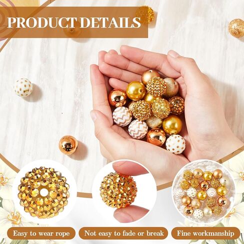 20 Pcs Chunky Bubblegum Beads 20mm Focal Pen Large Rhinestone Pearl Beads for DIY Beadable Pen School Jewelry Making Keychain Craft Making(White) in Kuwait