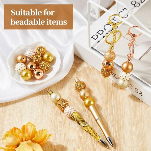 20 Pcs Chunky Bubblegum Beads 20mm Focal Pen Large Rhinestone Pearl Beads for DIY Beadable Pen School Jewelry Making Keychain Craft Making(White) in Kuwait