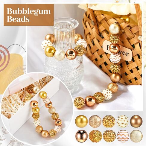20 Pcs Chunky Bubblegum Beads 20mm Focal Pen Large Rhinestone Pearl Beads for DIY Beadable Pen School Jewelry Making Keychain Craft Making(White) in Kuwait