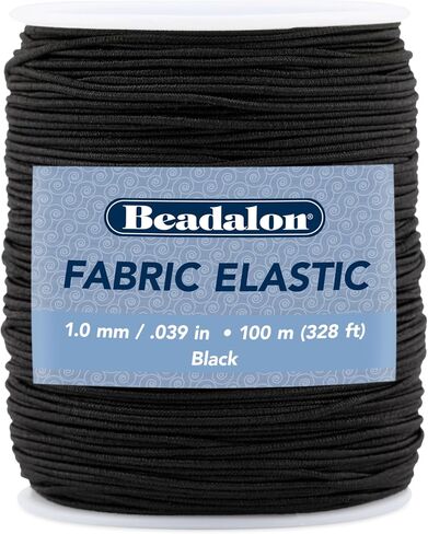 Beadalon Fabric Elastic, 1.0 mm / .039 in, Black, 100 m / 328 ft in Kuwait