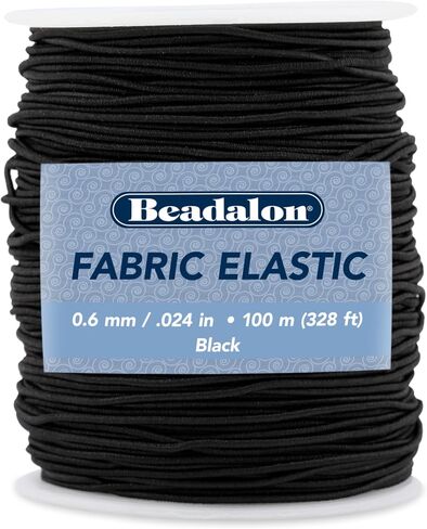Beadalon Fabric Elastic, 1.0 mm / .039 in, Black, 100 m / 328 ft in Kuwait