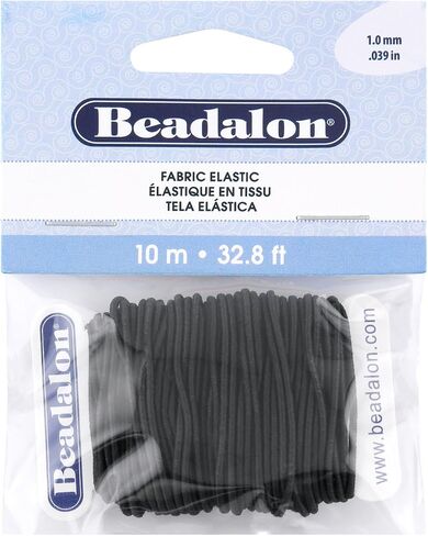 Beadalon Fabric Elastic, 1.0 mm / .039 in, Black, 100 m / 328 ft in Kuwait