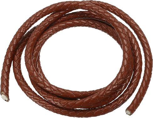 PATIKIL Round Braided Leather Cord, 5mm Round Braided Leather Cord Rope Folded for Crafts Jewelry Making Necklace Bracelets, Brown (1.1 Yards) in Saudi Arabia