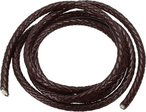PATIKIL Round Braided Leather Cord, 5mm Round Braided Leather Cord Rope Folded for Crafts Jewelry Making Necklace Bracelets, Brown (1.1 Yards) in Saudi Arabia