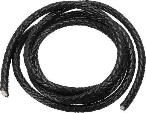 PATIKIL Round Braided Leather Cord, 5mm Round Braided Leather Cord Rope Folded for Crafts Jewelry Making Necklace Bracelets, Brown (1.1 Yards) in Saudi Arabia