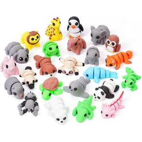24PCS Mini 3D Printed Animals Set Animals Figurines Set Articulated Flexible Toy Tiny Animals Figurines Exquisite Cute Pet Toy 3D Printed Miniature Figurines Valentines Day Gifts for Kids