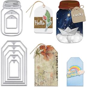 Hanging Tags Metal Cutting Dies for Card Making, Bookmark Label Tags Wishing Bottle Die Cuts Carbon Steel Embossing Stencil Template Tools for DIY Scrapbooking Paper Card Photo Album Craft Supplies