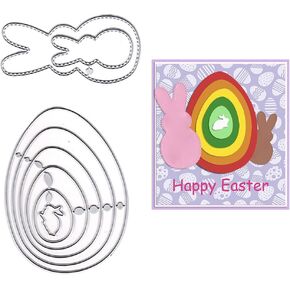 ALIBBON 2Pcs Easter Rabbit Egg Frame Die Cuts for Card Making, Easter Cutting Dies Metal Template Molds, Easter Dies for Crafting DIY Photo Album Embossing Scrapbooking Supplies