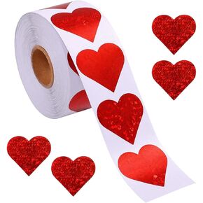 500 Pieces Red Heart Stickers-1 inch Glitter Valentine Sticker Heart Shaped Gift Tags Love Stickers for Valentines Day Mother's Day Wedding Anniversaries Envelopes Seals Scrapbooking Decoration