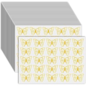 600pcs Butterfly Envelope Stickers, Butterfly Envelope Seals Waterproof Self-Adhesive Butterfly Foil Label Decal Decoration Stickers for Invitation Cards Gift Boxes Party Favor (Silver)