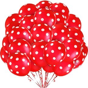 100 Pieces Polka Dots Latex Balloons Ladybug Strawberry Balloons for Party Decor Birthday Wedding Supplies(12 Inch, 10 Inch,Mixed Style)