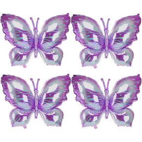 Butterfly Balloons, 4 PCS 40 Inch Butterfly Decorations for Baby Shower & Birthday Parties, Purple Theme