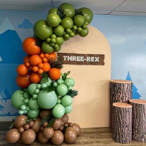 164 PCS بالونات ديناصور Garland Green Orange Brown Balloons Arch Kit للأطفال