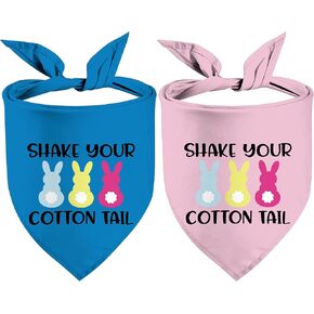 Easter Dog Bandanas, Reversible Shake Your Cotton Tail Dog Kerchief Happy Easter Day Pet Scarfs 2 Pack (06)