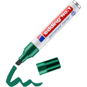 edding No. 1 permanent marker - green - 1 marker pen - chisel nib 1-5 mm - waterproof, smudge-proof, quick-drying - multi-use marker, pocket-sized - for cardboard, plastic, wood, metal, glass