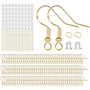 925 Sterling Silver Earring Hooks 120 PCS/60 Pairs, Ear Wires Fish Hooks, Hypo-allergenic Jewelry Findings Parts with 120 PCS Clear Silicone Earring Backs