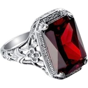 Elegant Huge Natural 3.5Ct Tanzanite 925 Silver Ruby Ring Women Wedding Engagement Size 6-10 (Size 6)