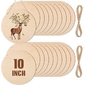 Suzile 20 Pcs Wood Rounds for Crafts 8 Inch Unfinished Wood Crafts Wooden Signs Wood Blanks Wood Circles for Crafts Blank Round Wooden Discs for DIY Christmas Home Decor Painting Door Hanger Design in Kuwait