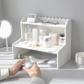 Desktop Organizer Office Desk Storage Rack, Desktop Shelf for Top of Desk, Stationery Cosmetics Toy Storage Display Shelf, White Expandable Desktop Stand Shelf for Office, Dormitory, Home (Small)
