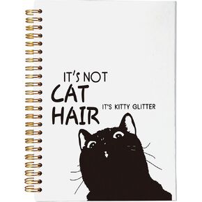 VNWEK Adorable Puppy Pug Dog It's Not Dog Hair It's Pug Glitter Spiral Notebook Journal 5.5 x 8.3 inches,Dog Themed Lined Hardcover Spiral Notebook,Gifts for Pug Dog Lovers Women