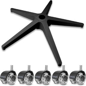 Sytopia 28" Office Chair Base Replacement with Wheels, Set of 5, 2500LBs Heavy Duty Desk Chair Base, Quiet Casters, Black