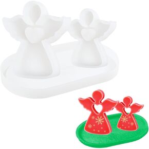 3 أجهزة كمبيوتر راتنج القوالب الملاك السيليكون قوالب لعمليات شمعة راتنج الايبوكسي مع قالب صينية بيضاوية لتوصيلات زخرفة عيد الميلاد DIY in Kuwait