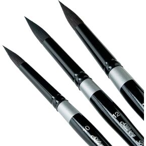 Silver Brush Limited BV-3056S Black Velvet Short Handle Large Round Brushes, Mixed Filament with Very Soft Tips, 3pc Professional Artist Painting Bundle for Watercolors, Gouache, Dyes & Silk Painting