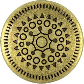 Bezelry 12 Pieces Native Sun Metal Shank Buttons. 18mm (11/16 inch) (Antique Brass)