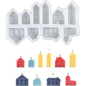 2PCS Art House Silicone Mold,House Plaster Mold,Small Silicone House Candle Mold for Candle Making,House Silicone Molds Home Decor (3)
