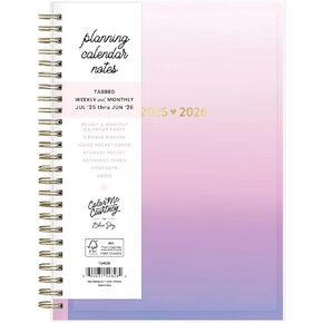 Blue Sky Color Me Courtney 2025-2026 Weekly and Monthly Academic Year Planner Calendar, July 2025 - June 2026, 5.875" x 8.625", Flexible Cover, Wirebound, Laminated Tabs, Storage Pocket, Lilac Haze