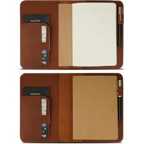 TheAntiq A5 Notebook Cover Leather, Refillable Journal Cover with Inner Pockets, Pen Loop and Card Slots, Premium Leather Organizer, Bibel Cover, Cahier Cover, A5 Diary Cover (Brown)